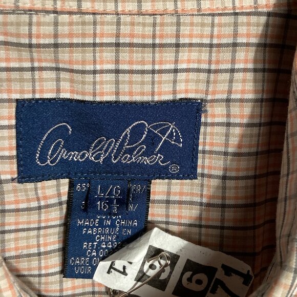 Arnold Palmer Mens L (16 1/2) Subtle Plaid Short Sleeve Shirt - Picture 6 of 7